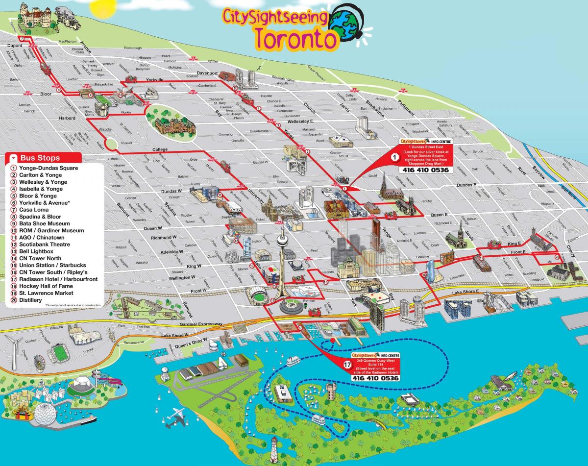 تورونتو هوب على هوب قبالة حافلة جولات الخريطة