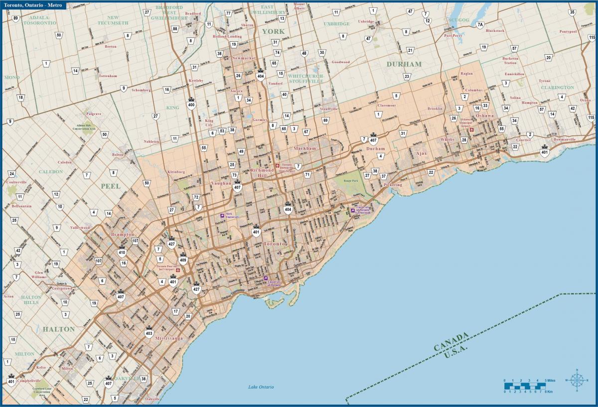 خريطة طرق تورونتو