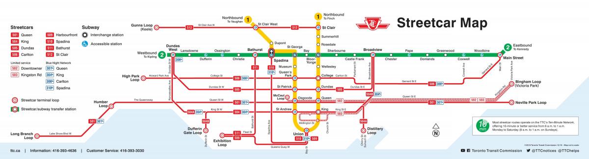 خريطة محطات ترام تورونتو